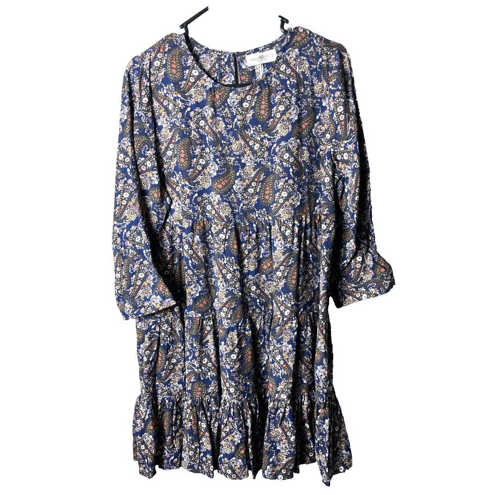 NWT Natural Life Woman's Mini Multicolor Paisley 3/4 Length Dress Size Small